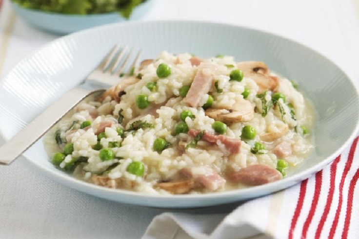 Ham-mushroom-and-pea-risotto