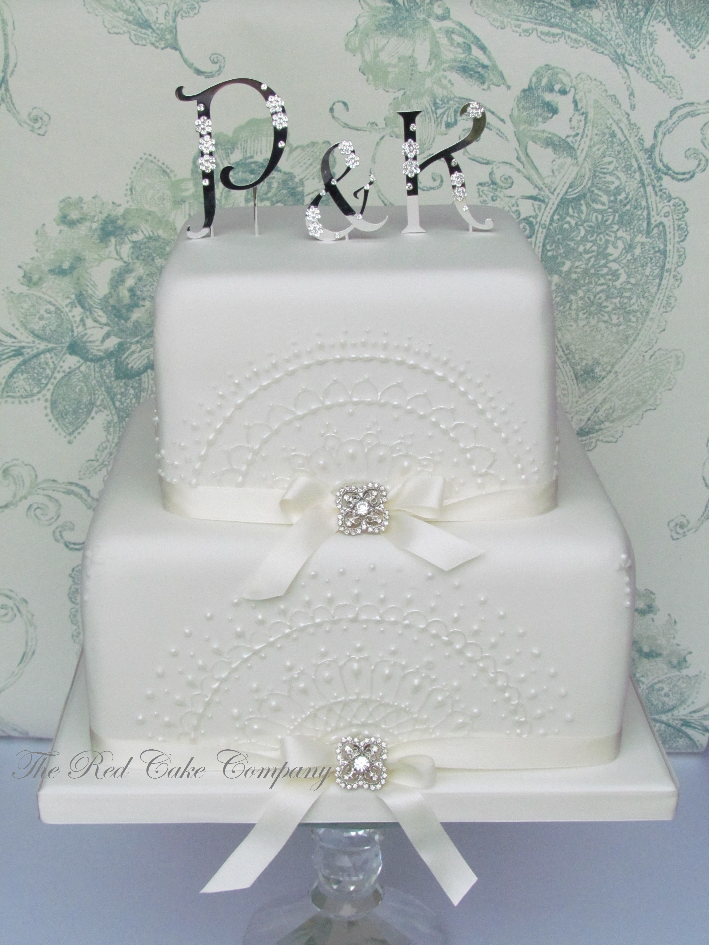 2 Tier Square Wedding Cakes
 Lace 2 tier Square cake