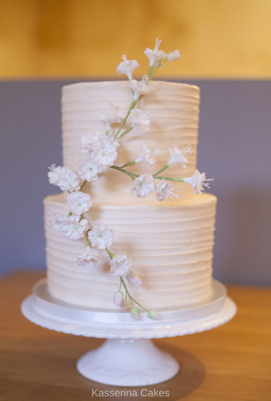 2 Tier Wedding Cakes Buttercream
 Buttercream 2 tier wedding cake with cherry blossoms