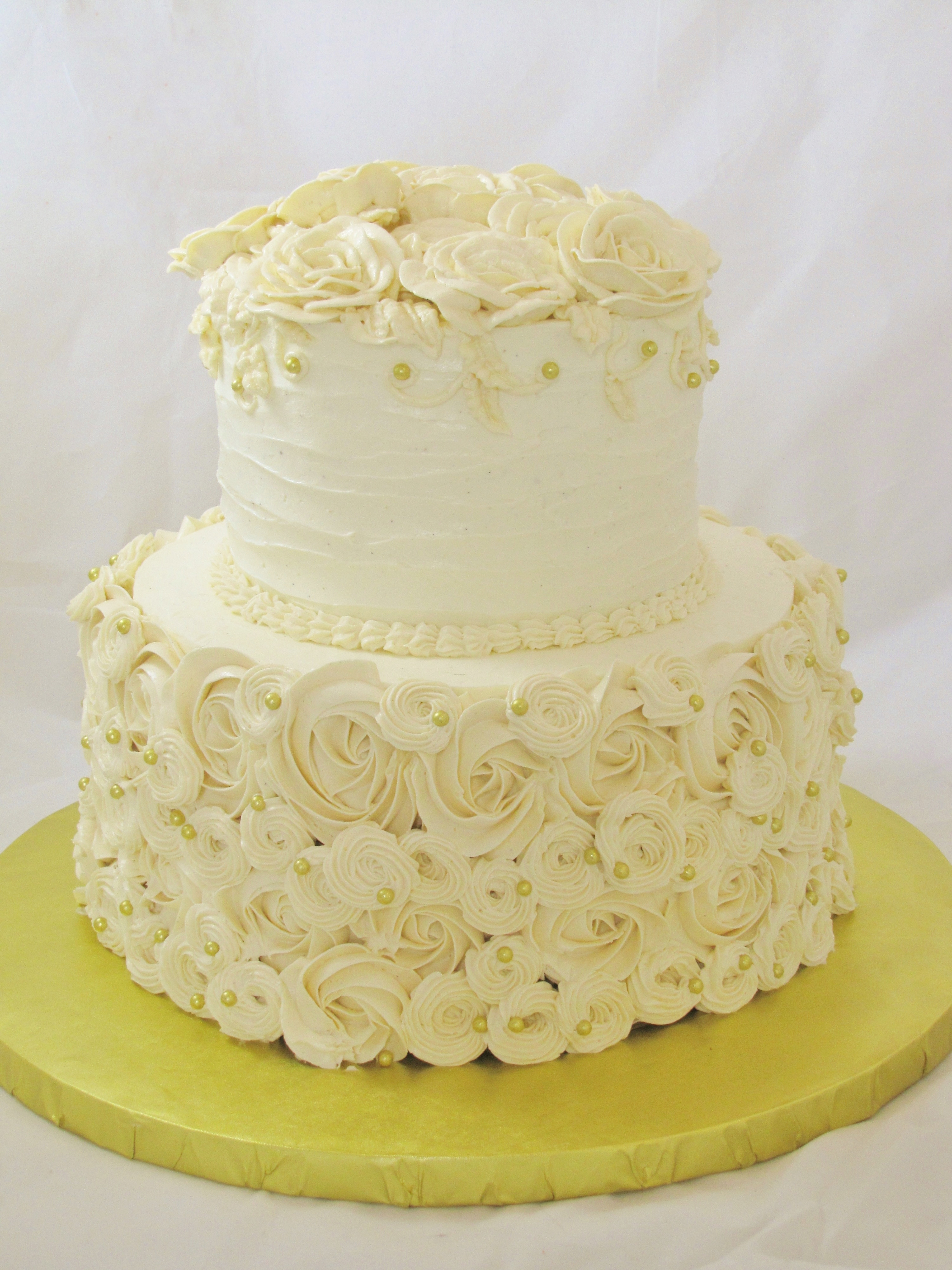 2 Tier Wedding Cakes Buttercream
 Round Piped Buttercream Wedding Cake CakeCentral