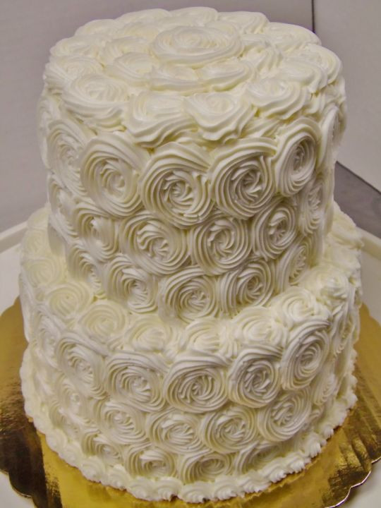 2 Tier Wedding Cakes Buttercream
 Rosette buttercream 2 tier wedding cake cake by Nancy s