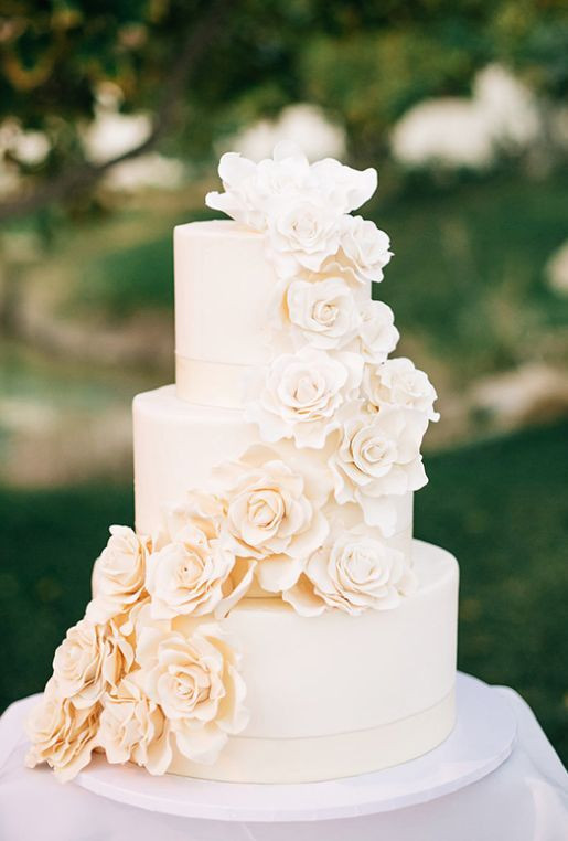 3 Layered Wedding Cakes
 Three Tier f White Sugar Flower Wedding Cake