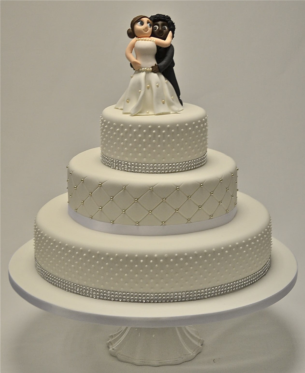 3 Tier Wedding Cakes
 3 Tier Piped Dots and Diamante Wedding Cake Wedding