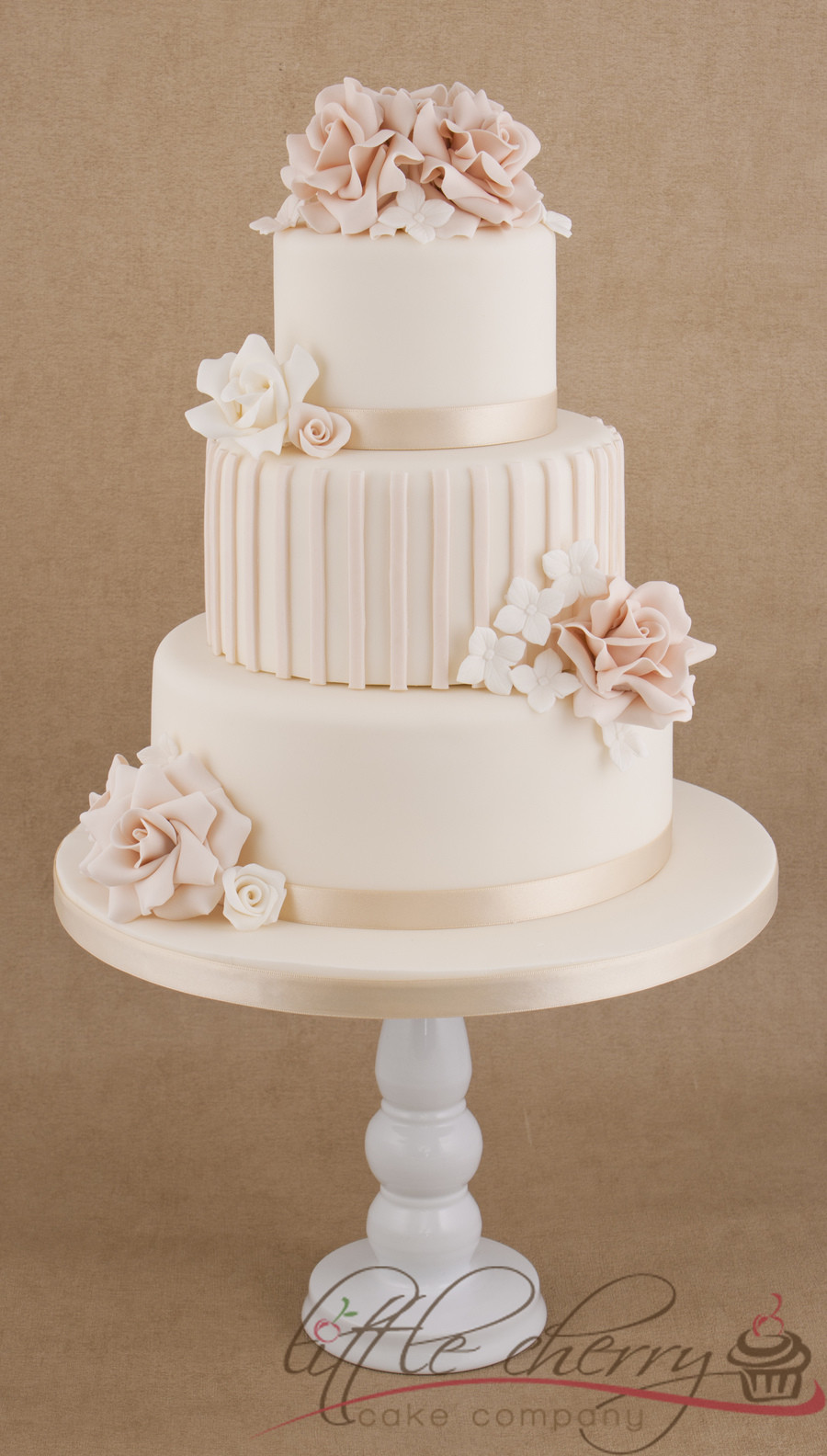 3 Tier Wedding Cakes Designs
 Roses And Stripes 3 Tier Wedding Cake CakeCentral