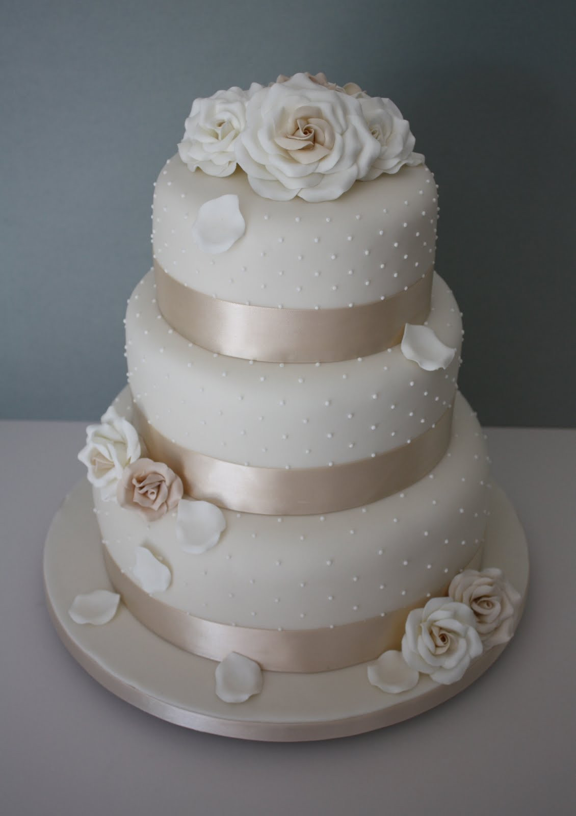 3 Tier Wedding Cakes Designs
 Tiers & Tiaras Allt yr ynys Roses and Dots Wedding Cake