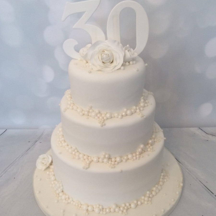 30Th Wedding Anniversary Cakes
 3 tier Pearl Wedding Anniversary