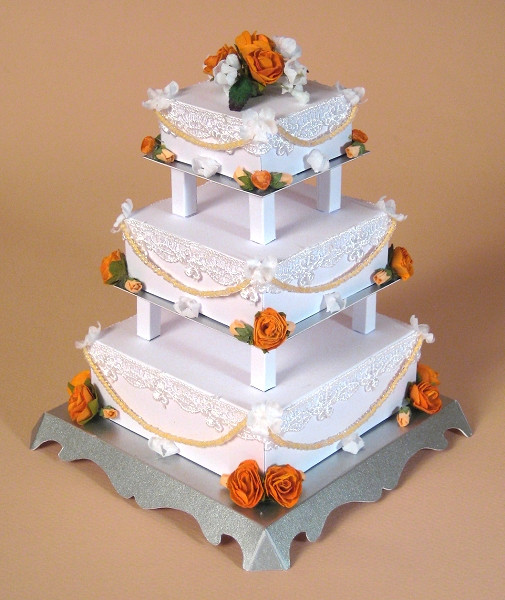 3D Wedding Cakes
 A4 Card Making Templates for 3 Tier Wedding Cake & Display