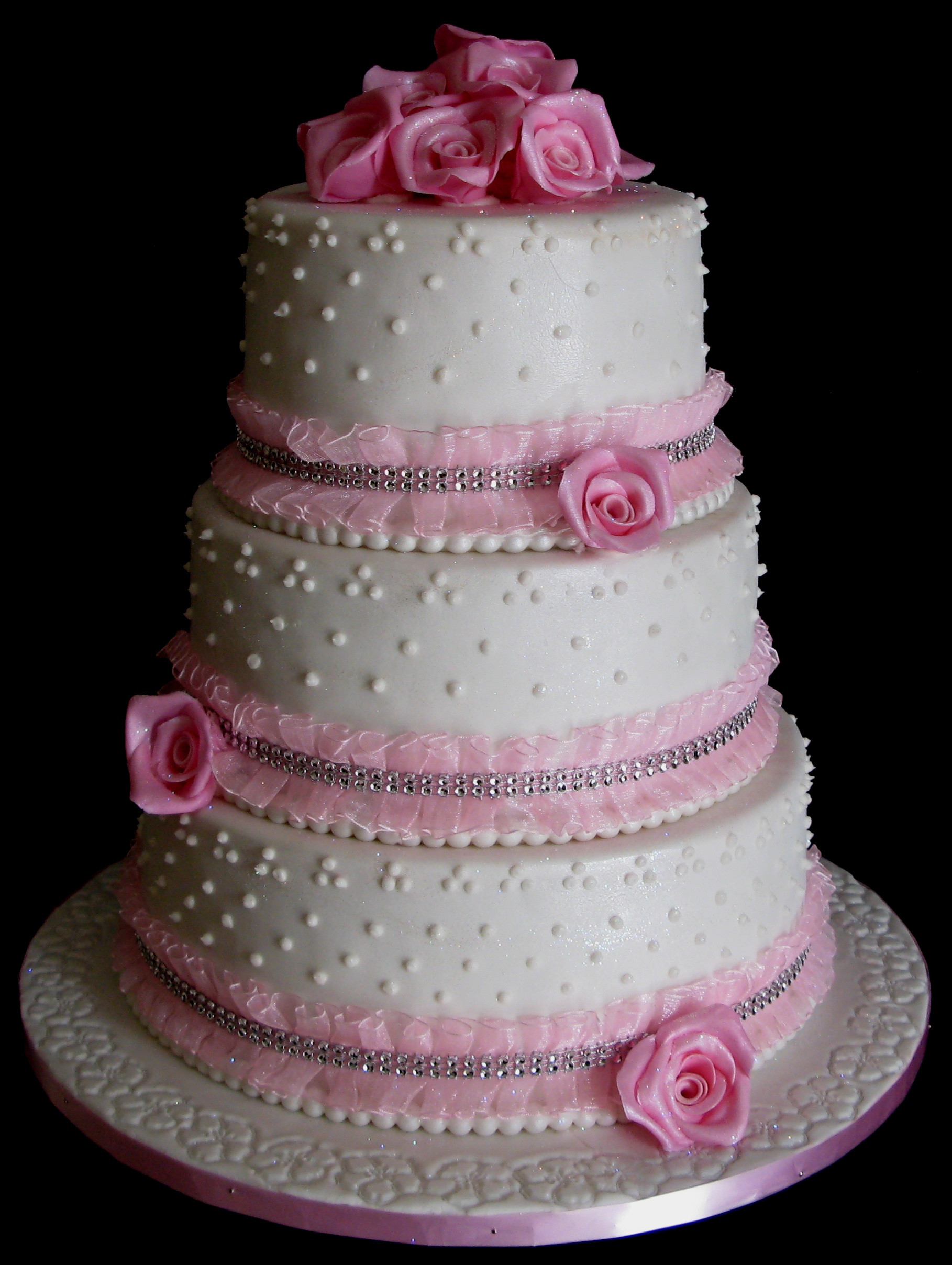 4 Layered Wedding Cakes
 Three Layer Wedding Cake Pink Roses