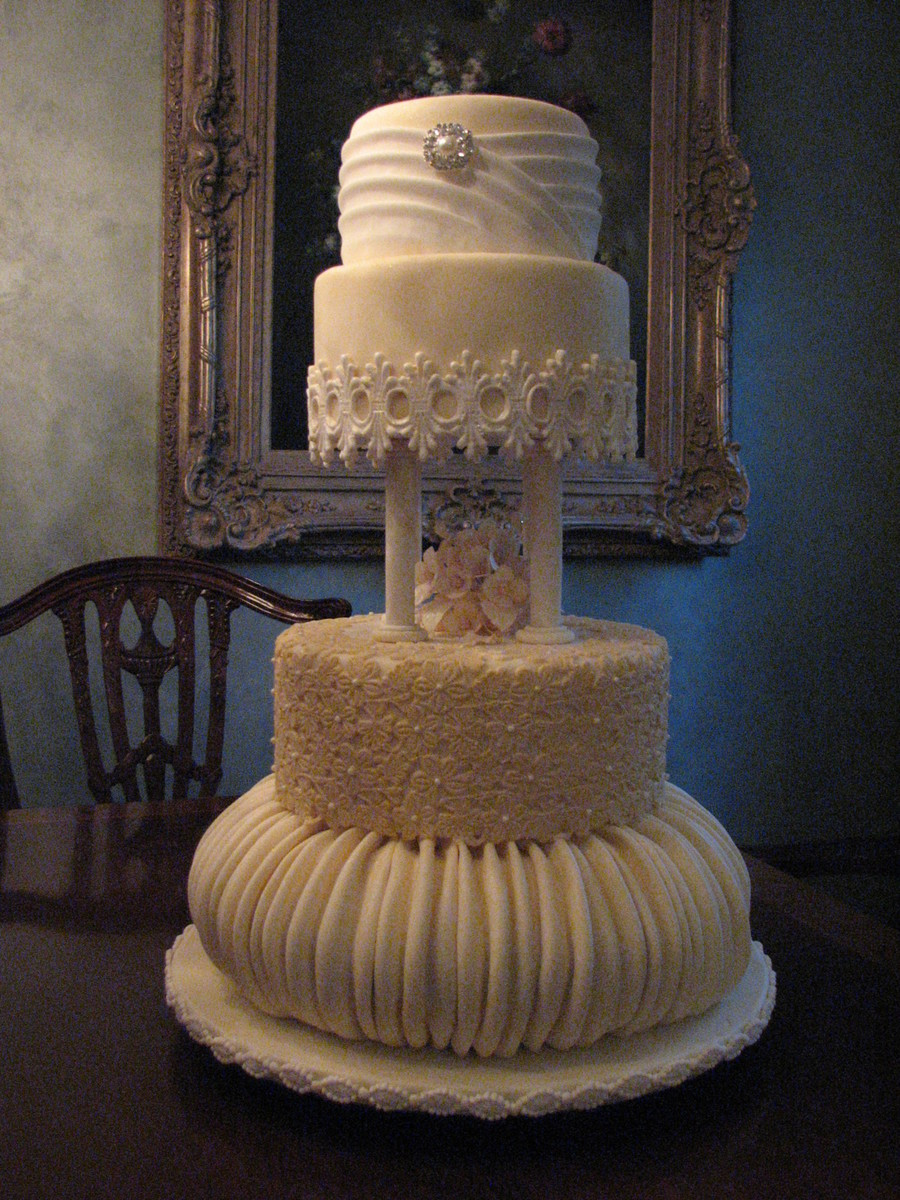 4 Tier Wedding Cakes
 4 Tier Victorian Influence Wedding Cake In Ivory With