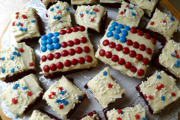 4Th Of July Brownies
 Fourth of July recipe Red velvet flag brownies