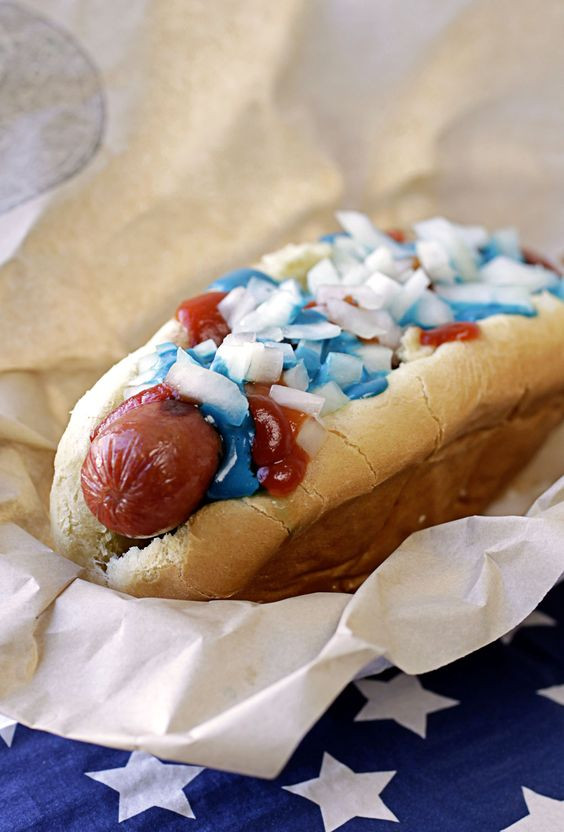 4Th Of July Hot Dogs
 Delux Dogs Red White and Blue Hot Dog is perfect for