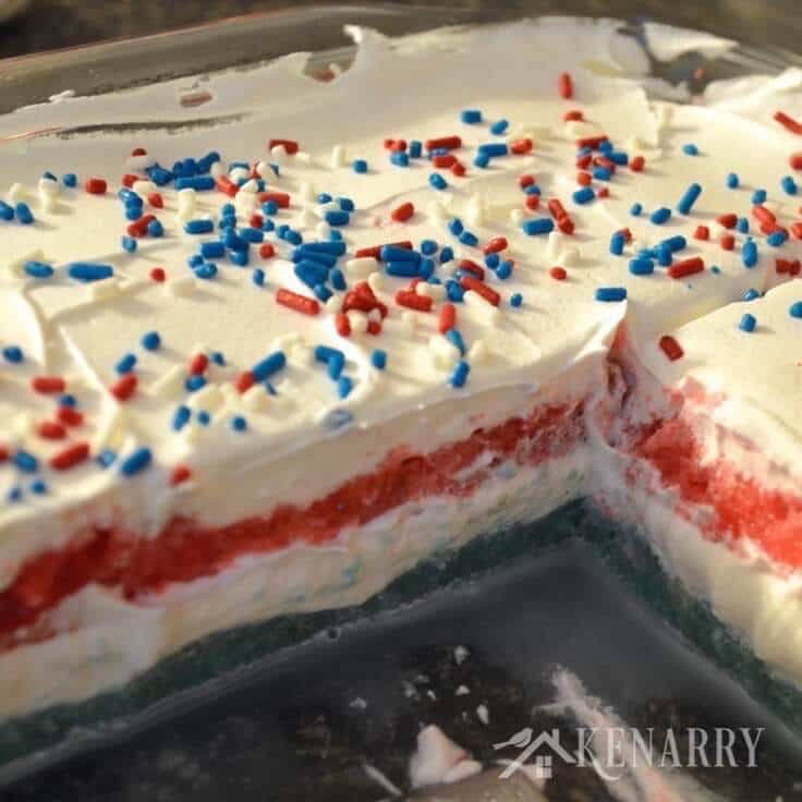 4Th Of July Jello Dessert
 Red White and Blue Layered Jello Cake for 4th of July