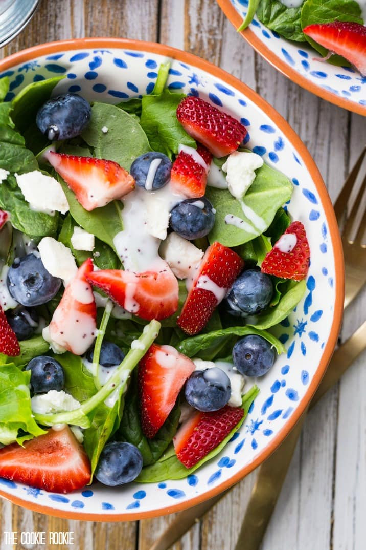 4Th Of July Salads
 Red White and Blue Mason Jar Salad Fruit and Feta Salad