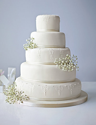 5 Tier Wedding Cakes
 5 Tier Ivory Embroidered Lace Cake