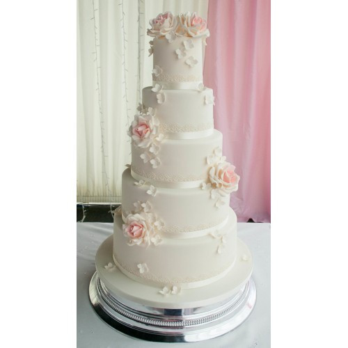 5 Tier Wedding Cakes
 Pink Rose 5 Tier Wedding Cake