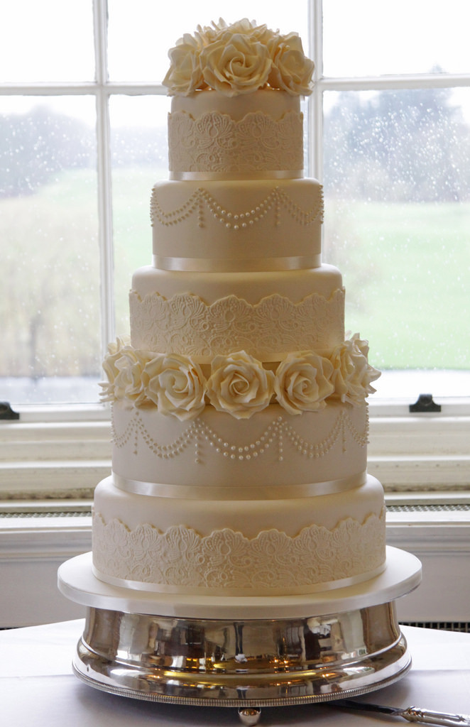 5 Tiered Wedding Cakes
 5 Tier Ivory Wedding Cake