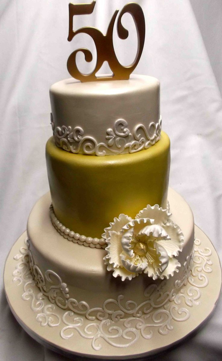 50Th Wedding Anniversary Cakes
 Gold and Elegant 50th Anniversary Cake Decoration Idea
