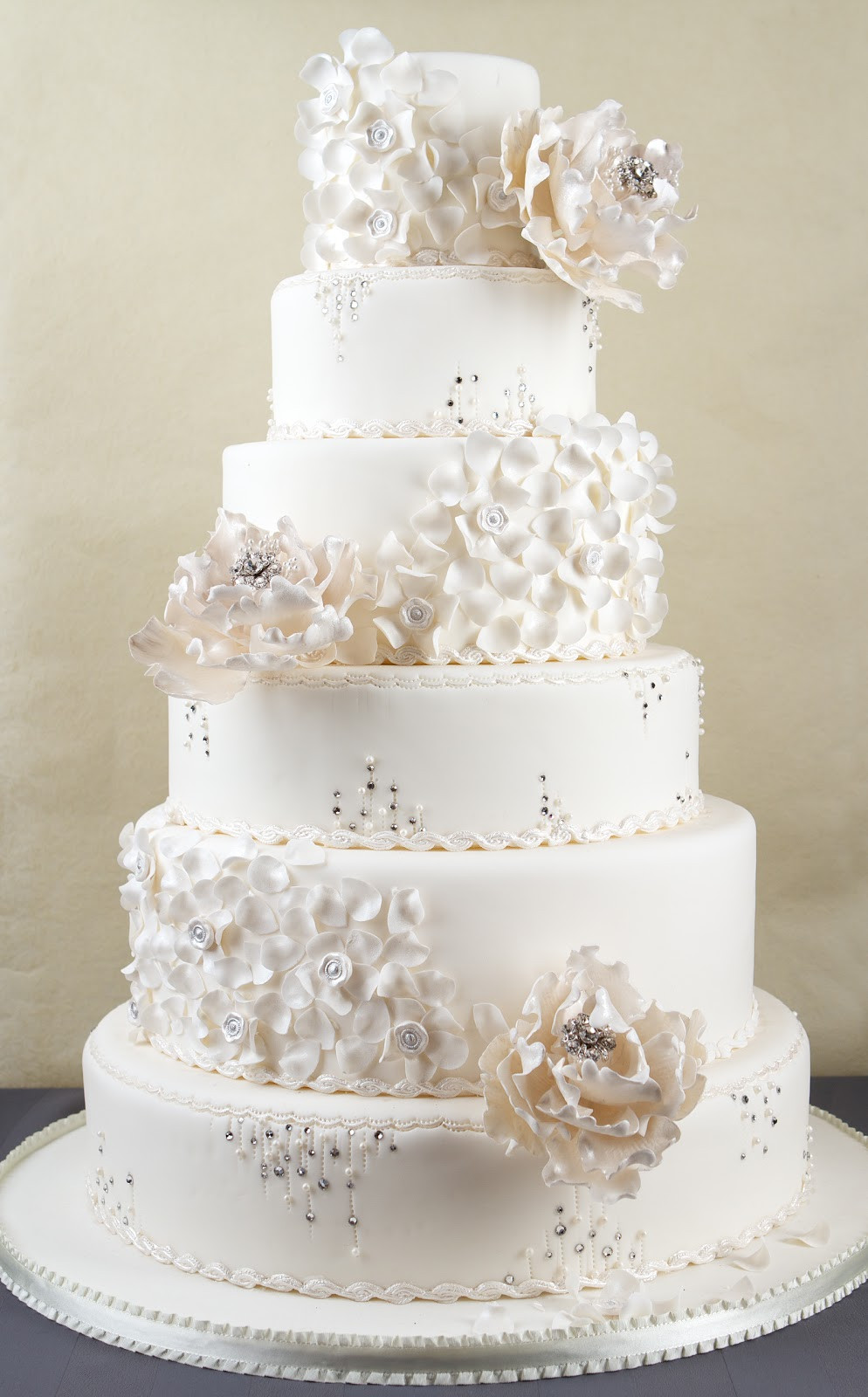 6 Layer Wedding Cakes
 Ruelo Patisserie Signature Design Peony & Crystal