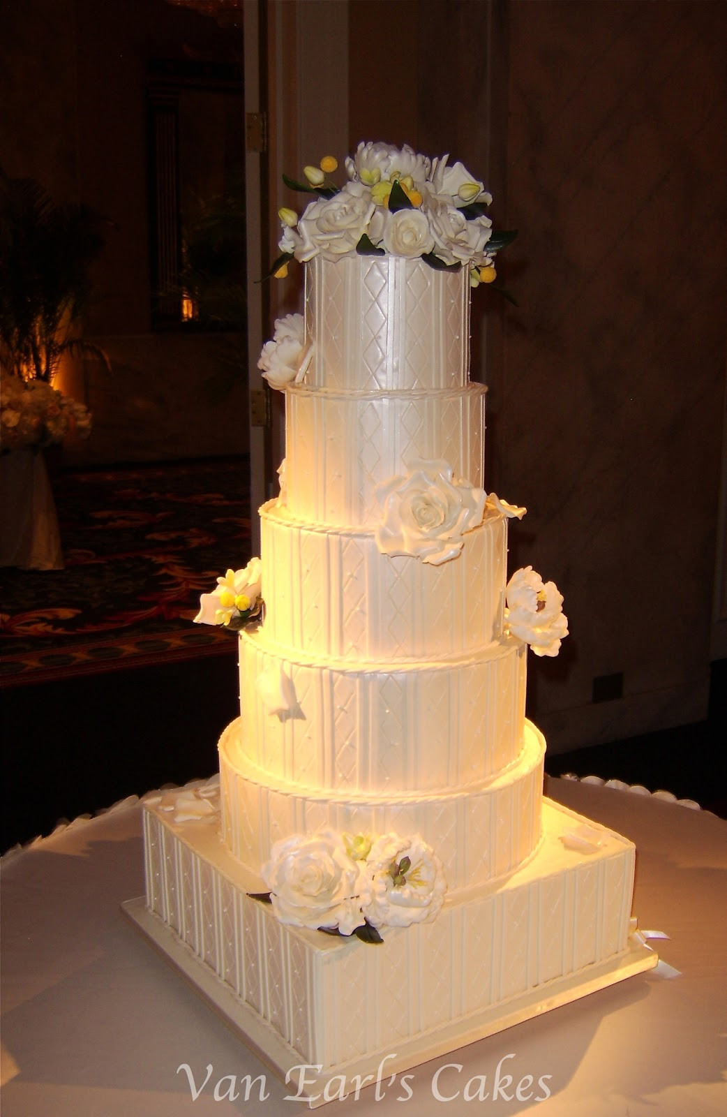 6 Tier Wedding Cakes
 Van Earl s Cakes 6 tier Ivory Textured Wedding Cake