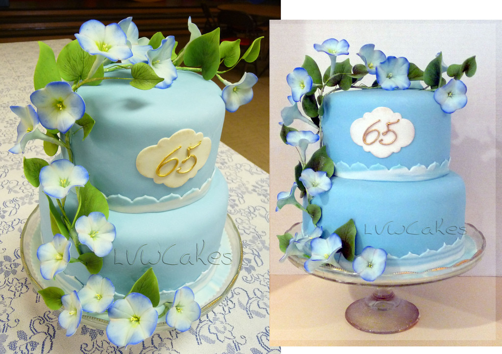 65Th Wedding Anniversary Cakes
 65th wedding anniversary cake with climbing morning glory