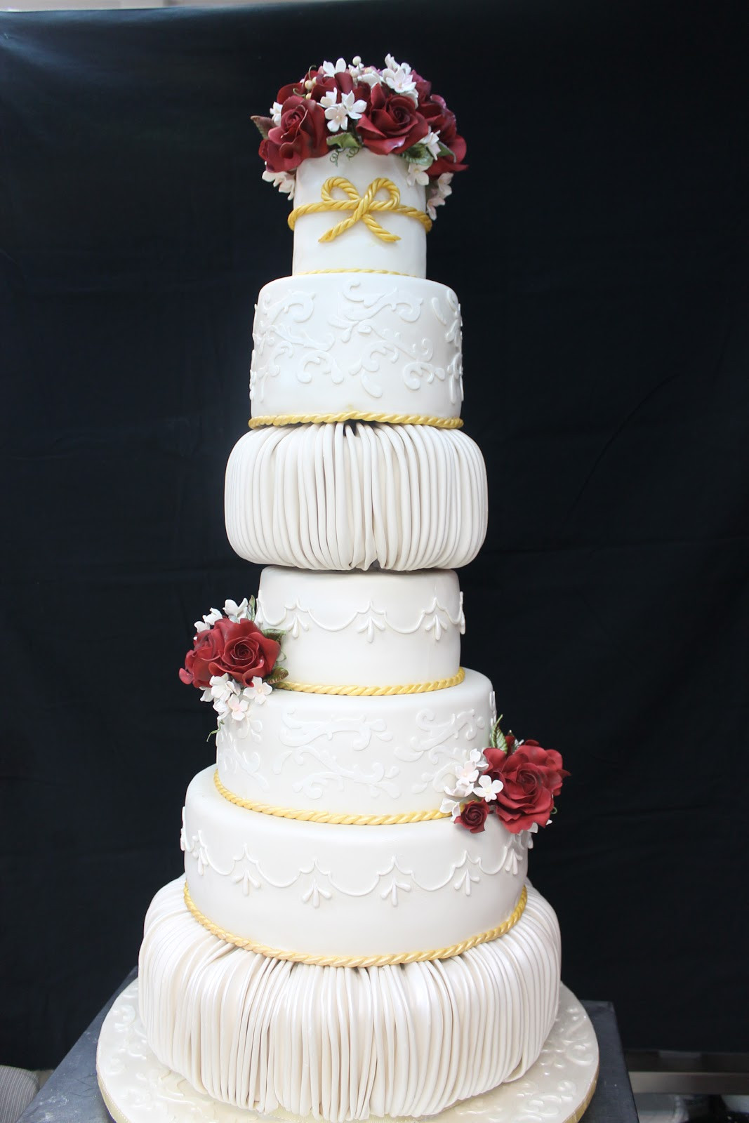 7 Tier Wedding Cakes
 plete Deelite 7 tier Burgundy Rose Wedding Cake