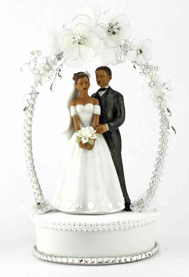 African American Cake Toppers For Wedding Cakes
 African American Sweet Flower and Crystal Arch Cake Topper