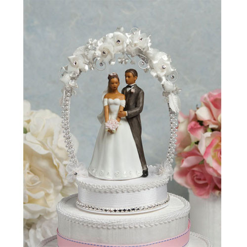 African American Cake Toppers For Wedding Cakes
 African American Sweet Flower and Crystal Arch Wedding