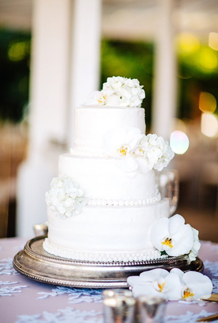 All White Wedding Cakes
 All White Wedding Cake with Flowers