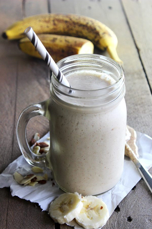 Almond Milk Smoothie Recipes Healthy
 Skinny Almond Butter Banana Smoothie Simple Green Moms