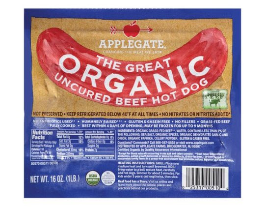 Applegate Organic Hot Dogs
 The Best Supermarket Hot Dog Brand You Can Buy