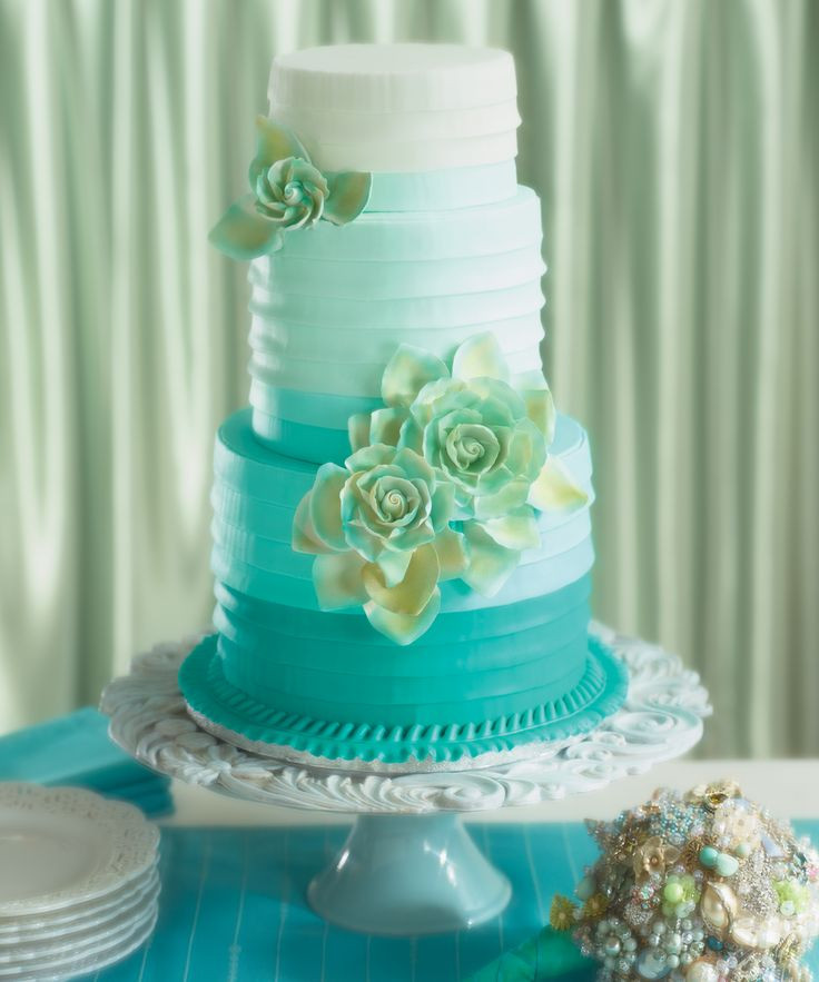 Aqua Wedding Cakes
 Aqua wedding cake charming design by DecoPac