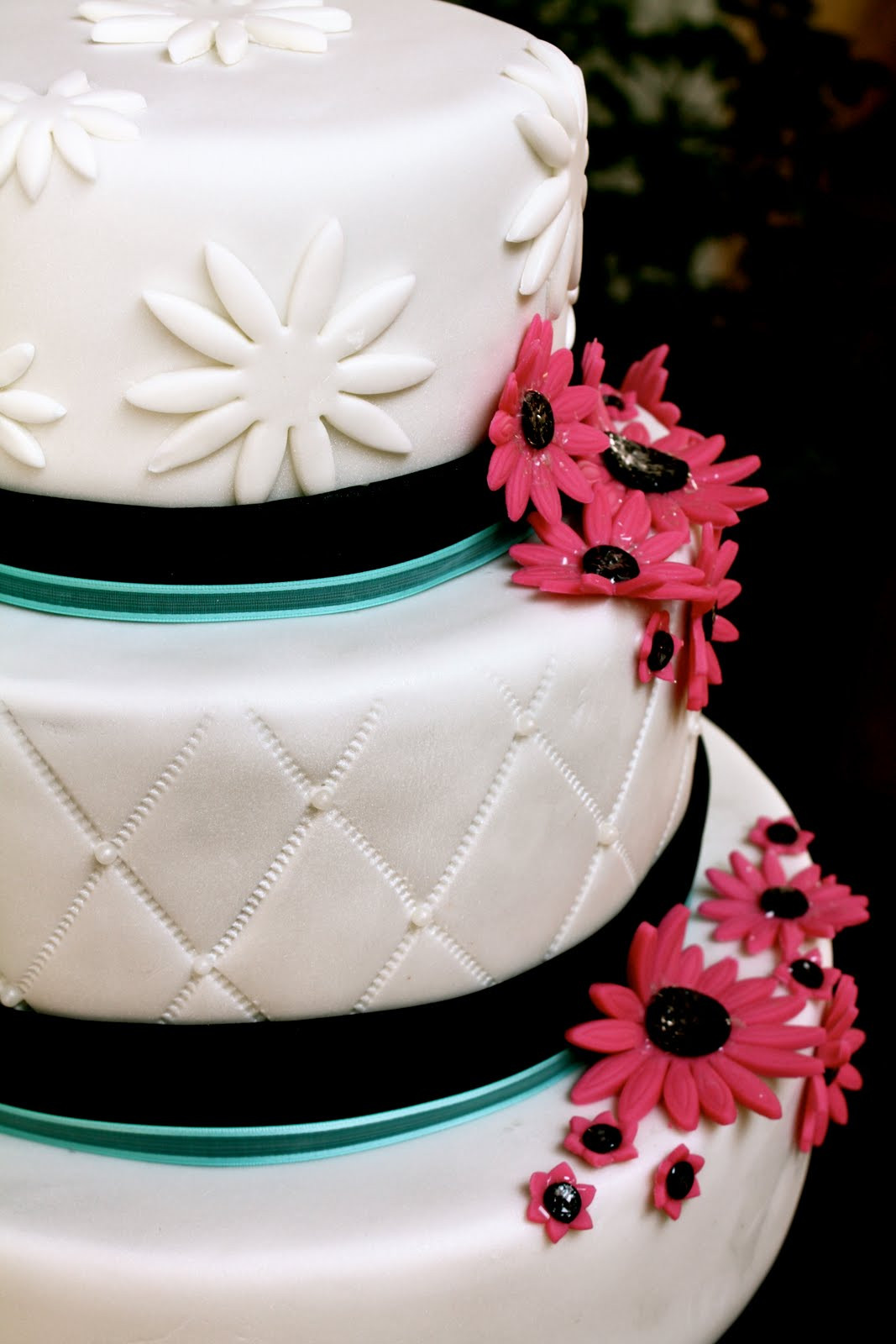 Aqua Wedding Cakes
 bumble cakes aqua black and pink wedding cake