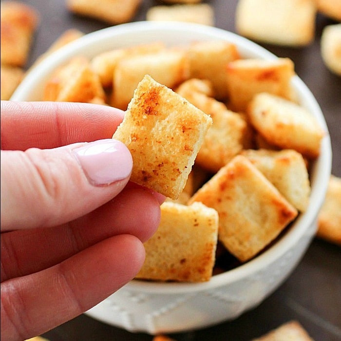 Are Croutons Healthy
 Garlic Parmesan Homemade Croutons Yummy Healthy Easy