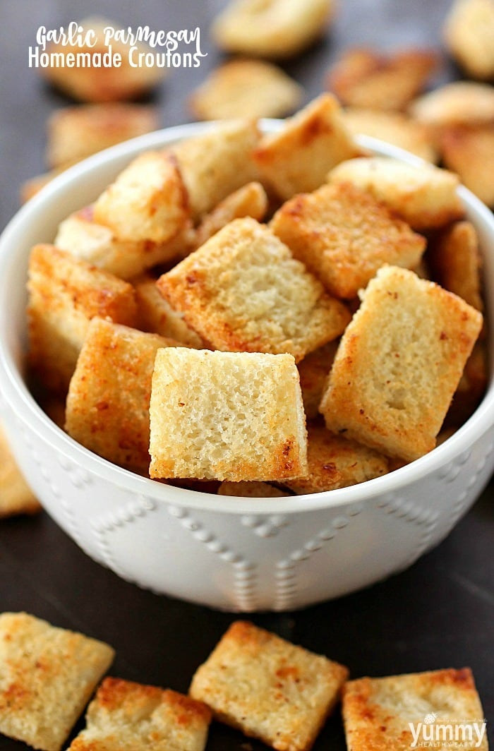 Are Croutons Healthy
 Garlic Parmesan Homemade Croutons Yummy Healthy Easy