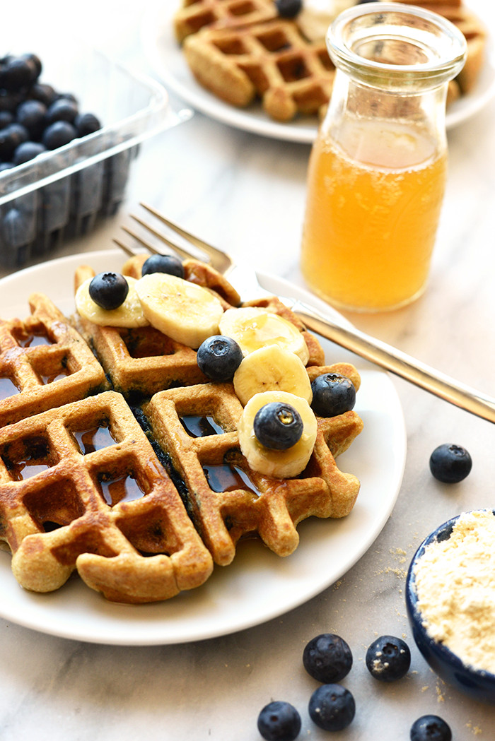 Are Eggo Waffles Healthy
 Healthy Blueberry Waffles Fit Foo Finds