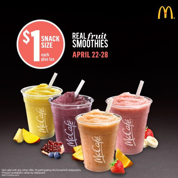 Are Smoothies From Mcdonalds Healthy
 McDonald’s $1 Snack Size Real Fruit Smoothies Apr 22 28