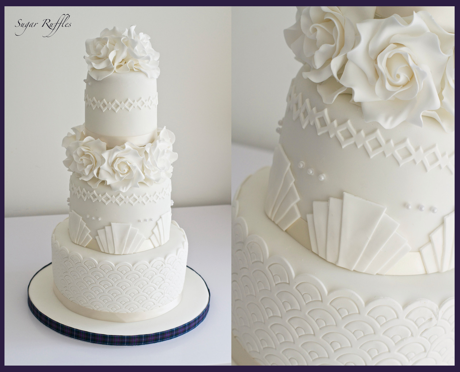 Art Deco Wedding Cakes
 Art deco elegant piping and hydrangea flowers