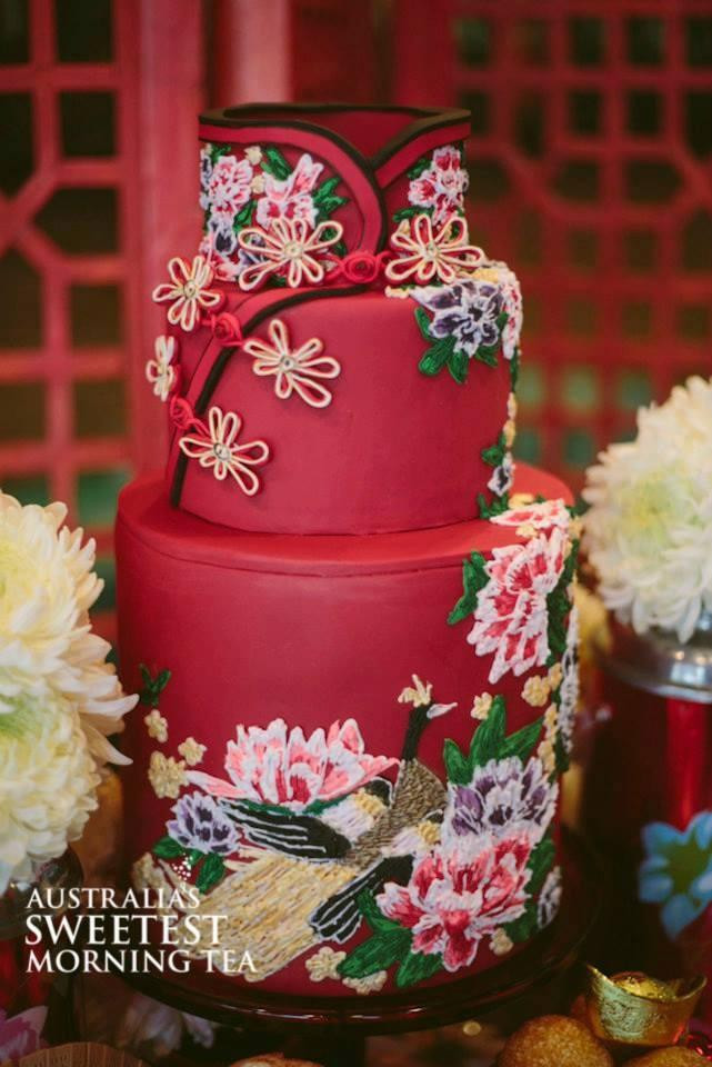 Asian Wedding Cakes
 Oriental Wedding Chinese Dress Inspired Cake