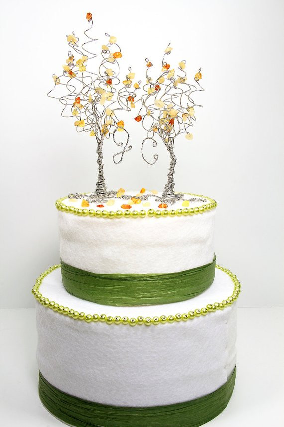 Aspen Tree Wedding Cakes
 Golden Aspen Trees Wedding Cake Topper Two Wire by