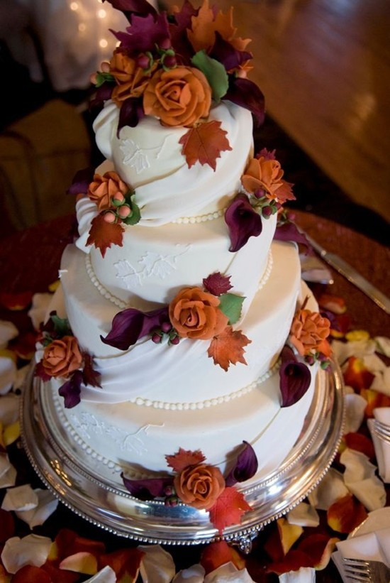 Autumnal Wedding Cakes
 Fall Wedding Ideas And Invitations Purple And Orange Wedding