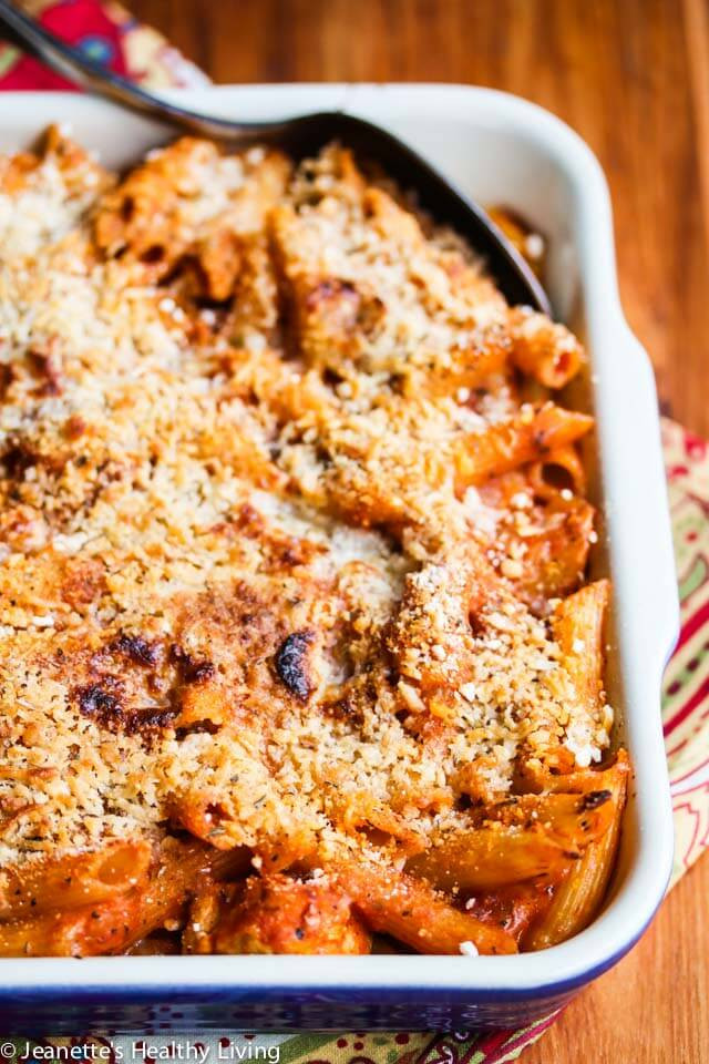 Baked Chicken Casserole Healthy
 Chicken Cheese Pasta Casserole With Parmesan Breadcrumb