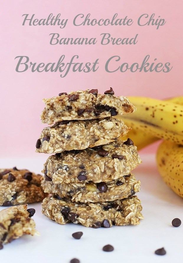 Banana Bread Cookies Healthy
 Chocolate Chip Banana Bread Breakfast Cookies TwoRaspberries