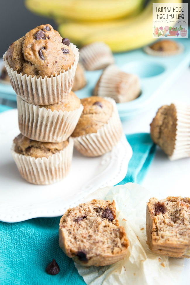 Banana Bread Muffins Healthy
 Dark Chocolate Chip Whole Wheat Banana Bread Muffins