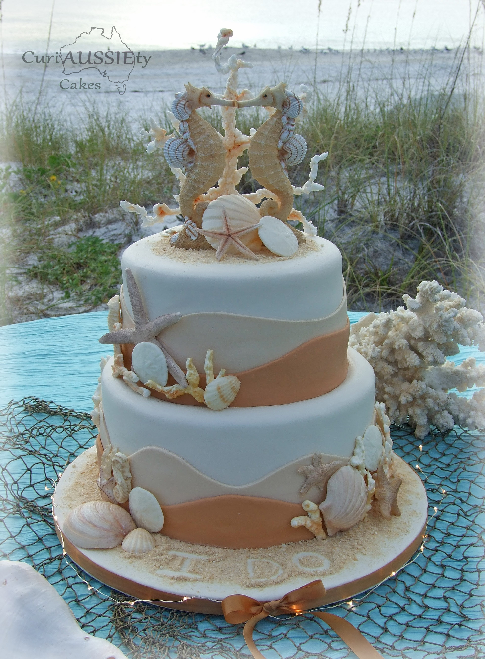 Beach Themed Wedding Cakes Pictures
 sea Horse Beach Theme Wedding Cake CakeCentral