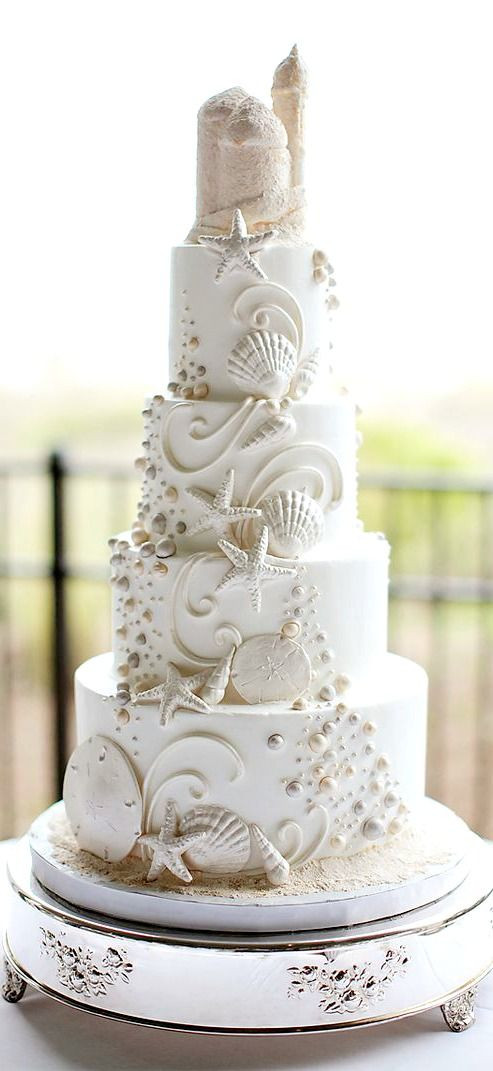 Beach Themed Wedding Cakes
 30 White Wedding Cake Designs That Will Leave You Wanting e