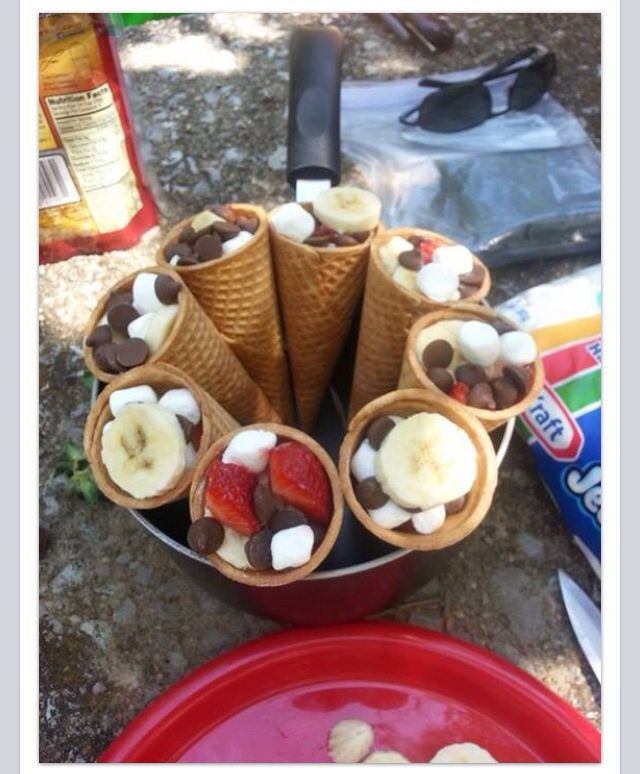 Best Camping Desserts
 Camping desserts Waffle cones marshmallows chocolate