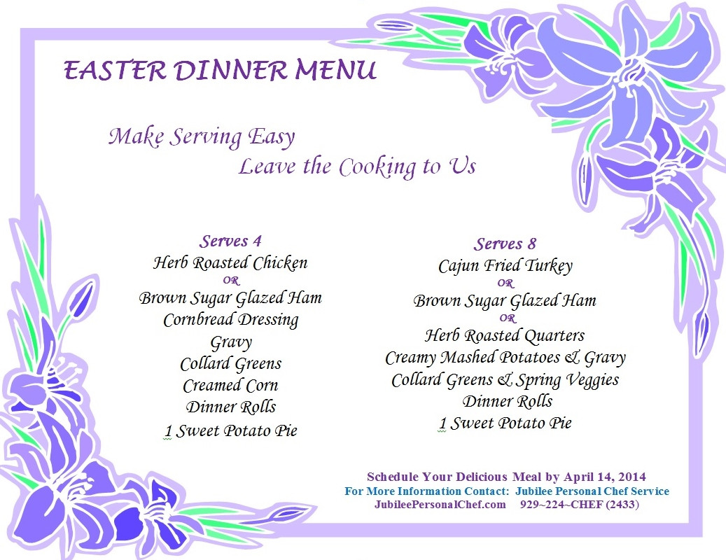 Best Easter Dinner Menu
 Easter Dinner Menu