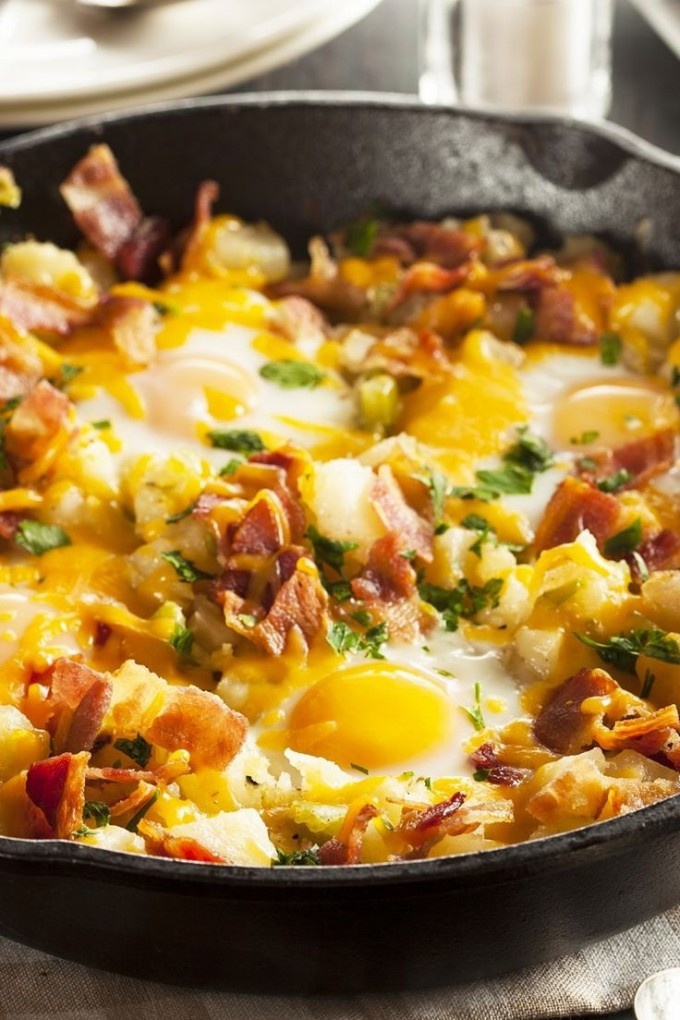 Best Fast Food Breakfast Healthy
 Cheesy Potato Bacon Egg Skillet – Best Easy Fast & Healthy