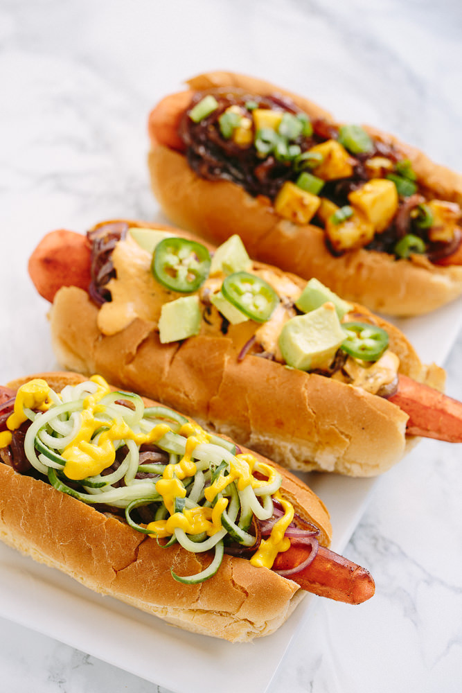 Best Healthy Hot Dogs
 Vegan Carrot Dogs with Spiralized Toppings Four Ways