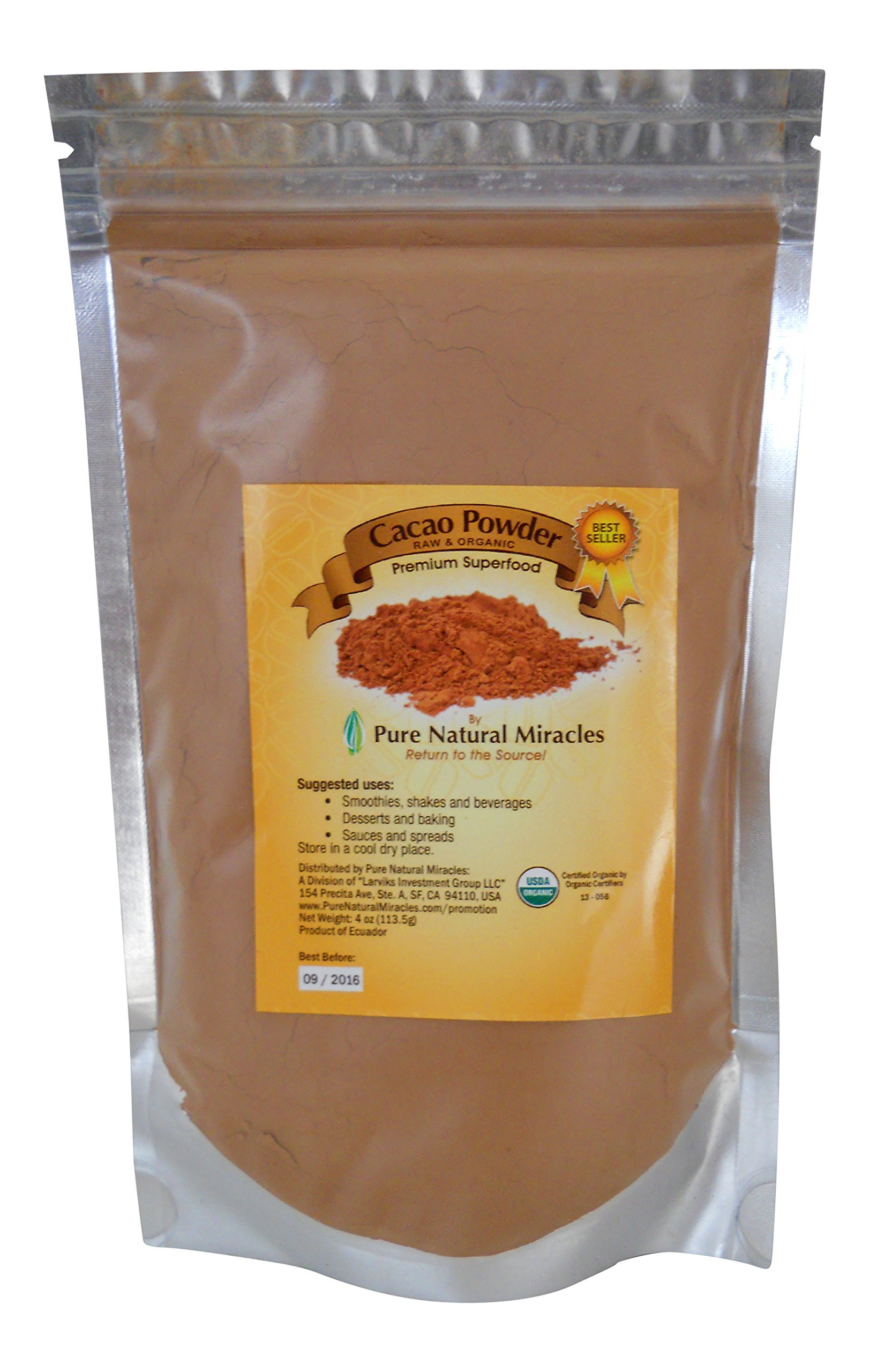 Best Organic Cocoa Powder
 Pure Natural Miracles Raw Organic Cacao Powder Best